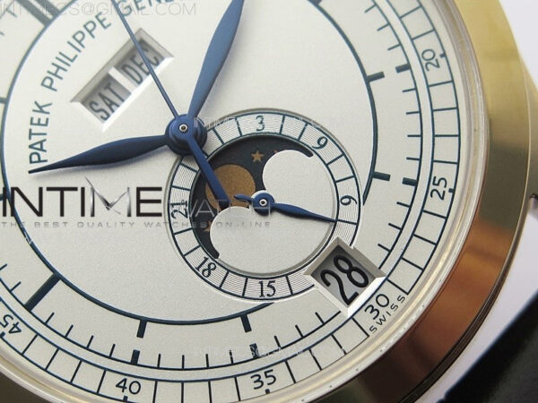 Annual Calendar Moonphase 5396 RG PPF 1:1 Best Edition White/Blue Dial on Brown Leather Strap A324 - Image 5