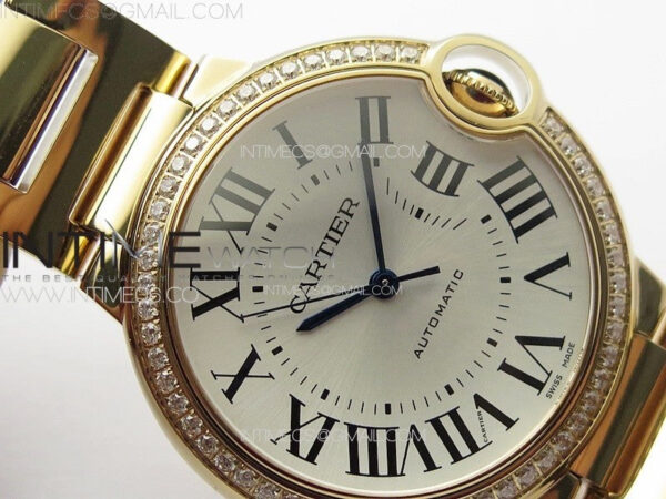 Ballon Bleu 36mm Diamonds Bezel RG K3F 1:1 Best Edition White Textured Dial on SS Bracelet A076 - Image 3