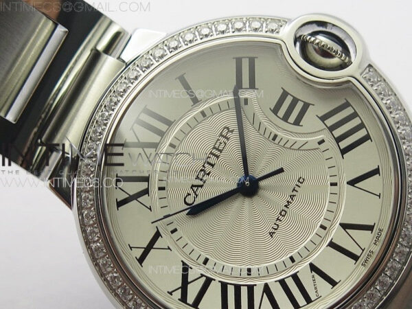 Ballon Bleu 36mm Diamons Bezel SS K3F 1:1 Best Edition White Textured Dial on SS Bracelet A076 - Image 8