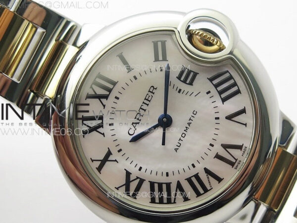 Ballon Bleu 33mm SS/RG K3F 1:1 Best Edition White MOP Dial on SS Bracelet A076 - Image 9