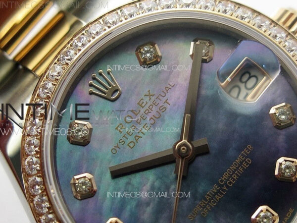 DateJust 31mm 72610 SS/Crystals Bezel APSF Best Edition Blue MOP Dial Crystals Markers on Oyster Bracelet A2824 - Image 8