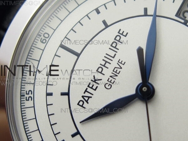 Calatrava 5296G SS ZF 1:1 Best Edition White Dial Blue Hands on Black Leather Strap 324CS - Image 8