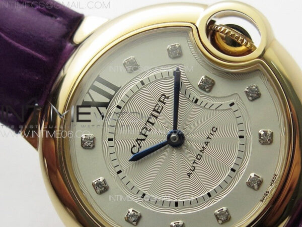 Ballon Bleu 33mm RG K3F 1:1 Best Edition White Textured Dial on Purple Leather Strap A076 - Image 8