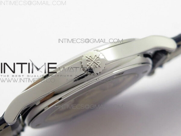 Calatrava 5296G SS ZF 1:1 Best Edition White Dial Blue Hands on Black Leather Strap 324CS - Image 9