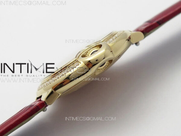 Ballon Bleu 33mm Diamonds Bezel RG K3F 1:1 Best Edition White Dial on Red Leather Strap A076 - Image 9