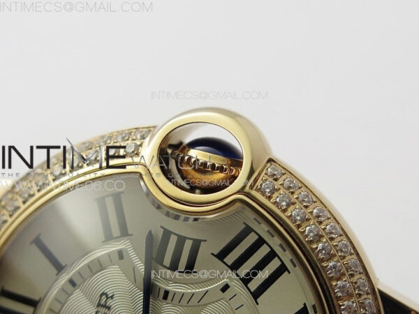 Ballon Bleu 36mm Double Diamonds Bezel RG K3F 1:1 Best Edition White Textured Dial on SS Bracelet A076 - Image 9