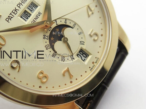 Annual Calendar Moonphase 5396 RG PPF 1:1 Best Edition Champagne Dial on Brown Leather Strap PPF324 - Image 9
