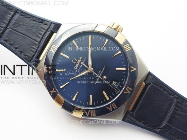 Constellation 41mm RG/Blue Ceramic Bezel VSF 1:1 Best Edition Blue Dial on Blue Gummy Strap A8900 - Image 2