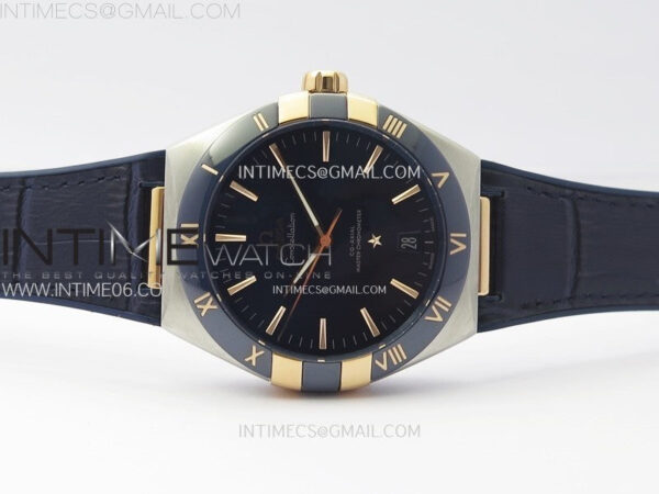 Constellation 41mm RG/Blue Ceramic Bezel VSF 1:1 Best Edition Blue Dial on Blue Gummy Strap A8900 - Image 3