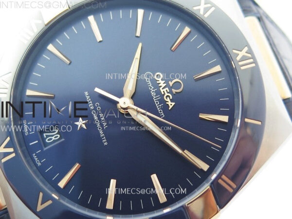 Constellation 41mm RG/Blue Ceramic Bezel VSF 1:1 Best Edition Blue Dial on Blue Gummy Strap A8900 - Image 4