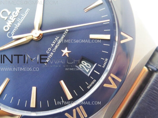 Constellation 41mm RG/Blue Ceramic Bezel VSF 1:1 Best Edition Blue Dial on Blue Gummy Strap A8900 - Image 5