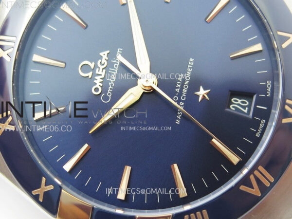 Constellation 41mm RG/Blue Ceramic Bezel VSF 1:1 Best Edition Blue Dial on Blue Gummy Strap A8900 - Image 6