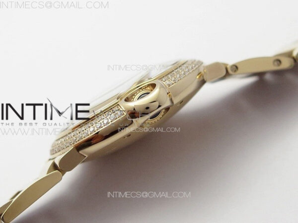 Ballon Bleu 36mm Double Diamonds Bezel RG K3F 1:1 Best Edition White Textured Dial on SS Bracelet A076 - Image 10