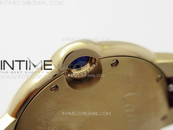 Ballon Bleu 33mm Diamonds Bezel RG K3F 1:1 Best Edition White Dial on Red Leather Strap A076 - Image 10