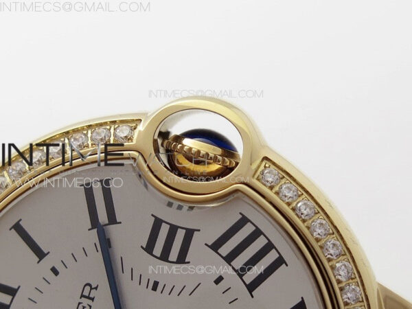 Ballon Bleu 36mm Diamonds Bezel RG K3F 1:1 Best Edition White Textured Dial on SS Bracelet A076 - Image 5