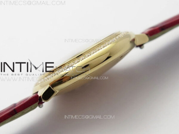 Ballon Bleu 33mm Diamonds Bezel RG K3F 1:1 Best Edition White Dial on Red Leather Strap A076 - Image 11