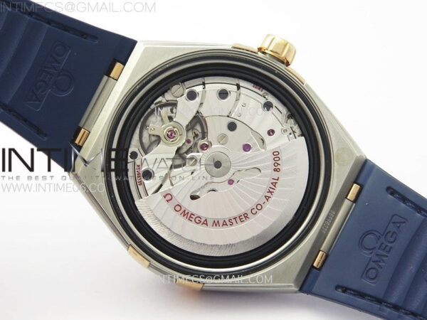Constellation 41mm RG/Blue Ceramic Bezel VSF 1:1 Best Edition Blue Dial on Blue Gummy Strap A8900 - Image 21
