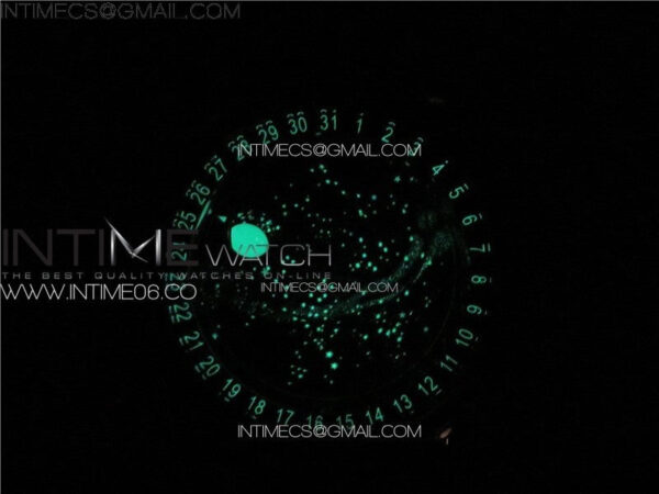 6104P Moon SS 3EF Best Edition Black Dial Green T Diamond Bezel on Black Leather Strap A240 - Image 21