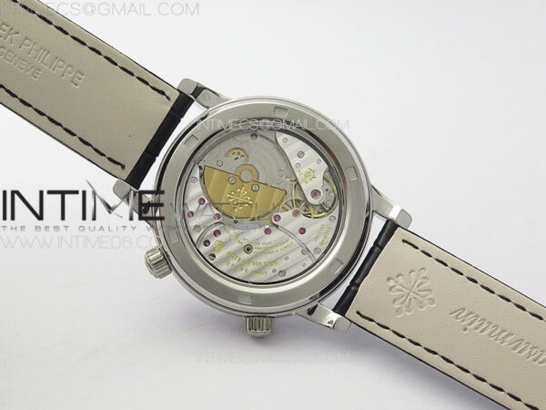 6104P Moon SS 3EF Best Edition Black Dial Red T Diamond Bezel on Black Leather Strap A240 - Image 15