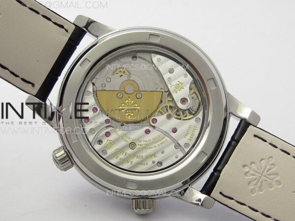 6104P Moon SS 3EF Best Edition Black Dial Red T Diamond Bezel on Black Leather Strap A240 - Image 16