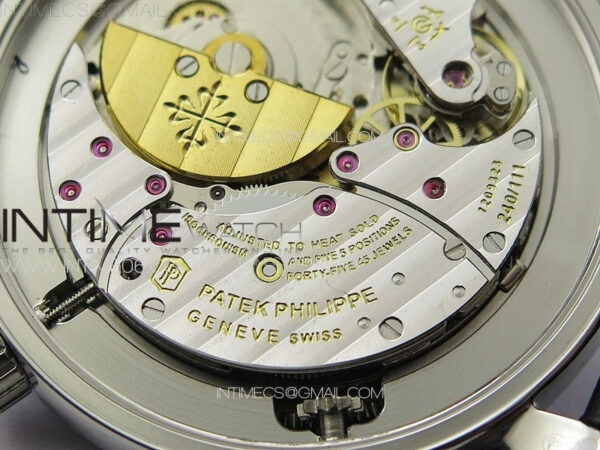 6104P Moon SS 3EF Best Edition Black Dial Red T Diamond Bezel on Black Leather Strap A240 - Image 20