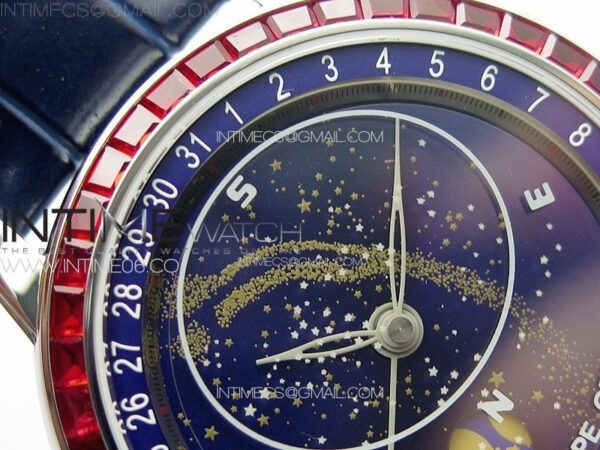 6104P Moon SS 3EF Best Edition Blue Dial Red T Diamond Bezel on Blue Leather Strap A240 - Image 7