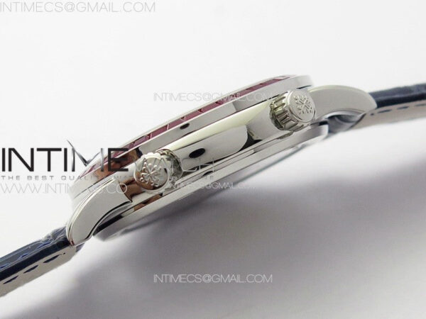 6104P Moon SS 3EF Best Edition Blue Dial Red T Diamond Bezel on Blue Leather Strap A240 - Image 8