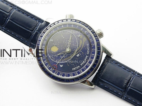 6104P Moon SS 3EF Best Edition Blue Dial Blue T Diamond Bezel on Blue Leather Strap A240 - Image 2