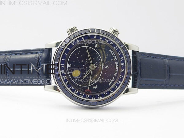 6104P Moon SS 3EF Best Edition Blue Dial Blue T Diamond Bezel on Blue Leather Strap A240 - Image 3