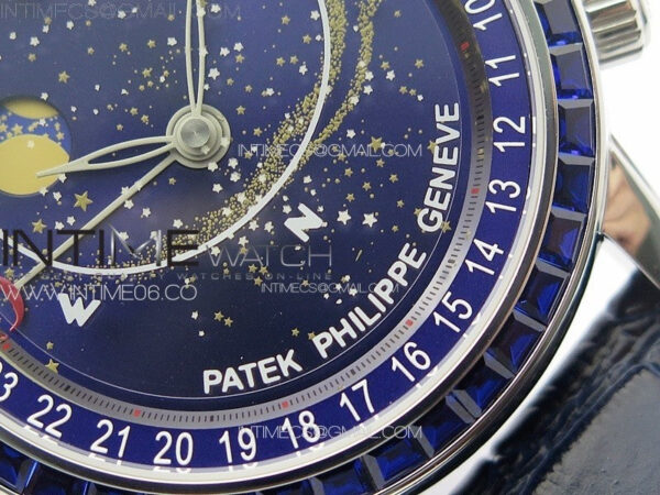 6104P Moon SS 3EF Best Edition Blue Dial Blue T Diamond Bezel on Blue Leather Strap A240 - Image 5