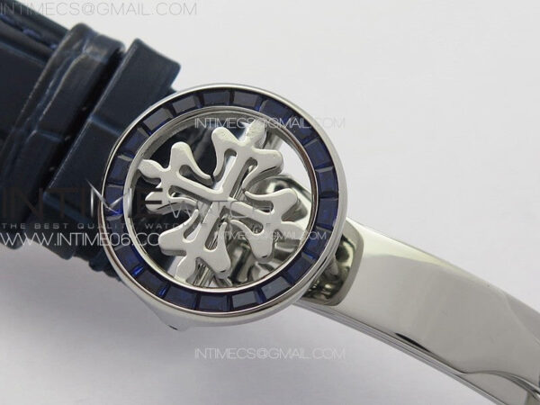 6104P Moon SS 3EF Best Edition Blue Dial Blue T Diamond Bezel on Blue Leather Strap A240 - Image 12