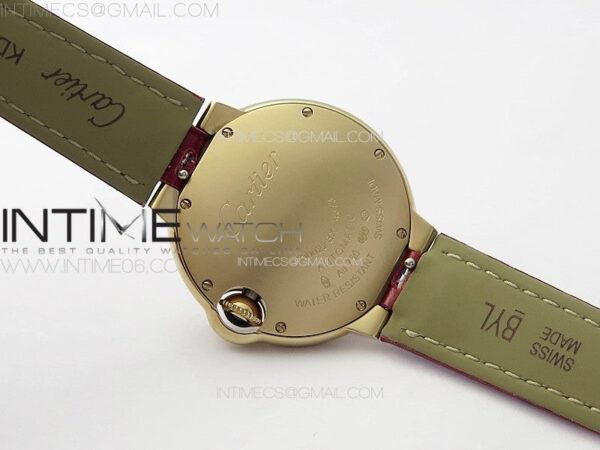 Ballon Bleu 33mm Diamonds Bezel RG K3F 1:1 Best Edition White Dial on Red Leather Strap A076 - Image 17