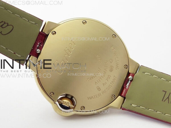 Ballon Bleu 33mm Diamonds Bezel RG K3F 1:1 Best Edition White Dial on Red Leather Strap A076 - Image 18