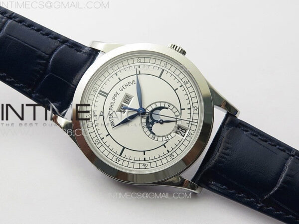 Annual Calendar Moonphase 5396 SS PPF 1:1 Best Edition White Dial on Black Leather Strap A324 - Image 2