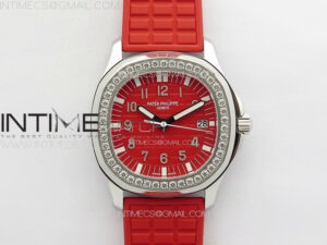 Aquanaut 5067A SS PPF 1:1 Best Edition Red Textured Dial on Red Rubber Strap RONDA Quartz