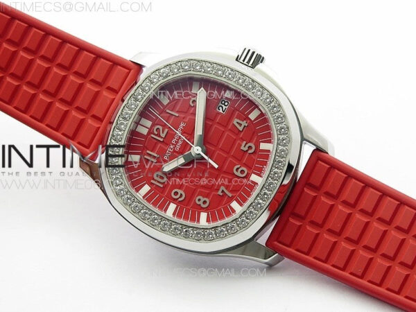 Aquanaut 5067A SS PPF 1:1 Best Edition Red Textured Dial on Red Rubber Strap RONDA Quartz - Image 2