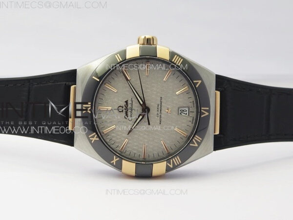Constellation 41mm YG/Black Ceramic Bezel VSF 1:1 Best Edition Silver Dial on Black Gummy Strap A8900 - Image 3