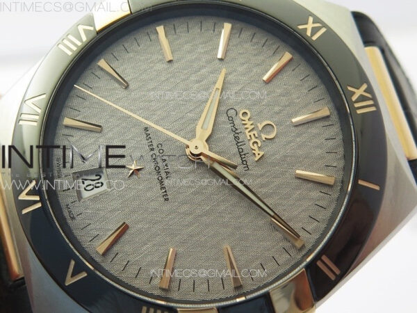 Constellation 41mm YG/Black Ceramic Bezel VSF 1:1 Best Edition Silver Dial on Black Gummy Strap A8900 - Image 4