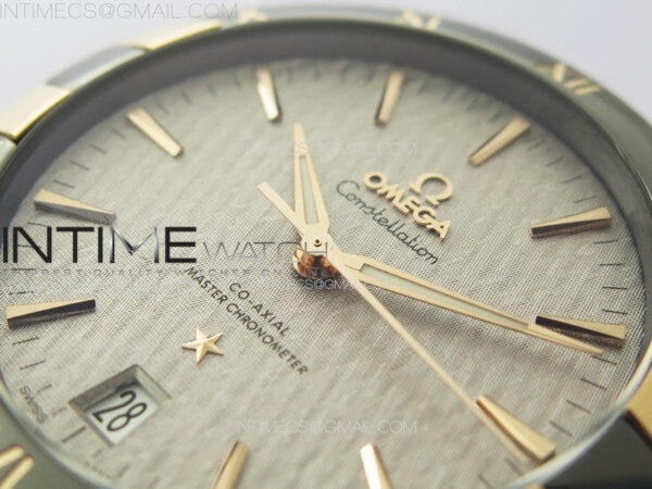 Constellation 41mm YG/Black Ceramic Bezel VSF 1:1 Best Edition Silver Dial on Black Gummy Strap A8900 - Image 8
