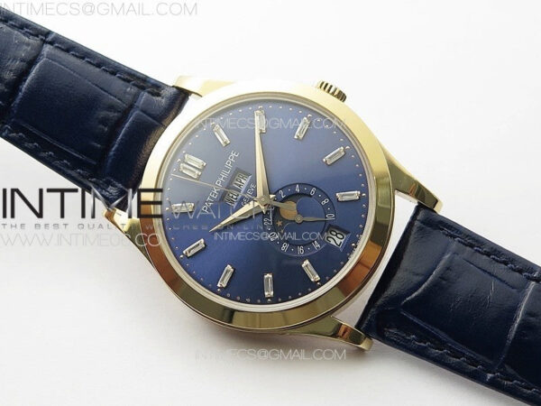 Annual Calendar Moonphase 5396 RG PPF 1:1 Best Edition Blue Dial T Crystal Markers on Blue Leather Strap A324 - Image 2