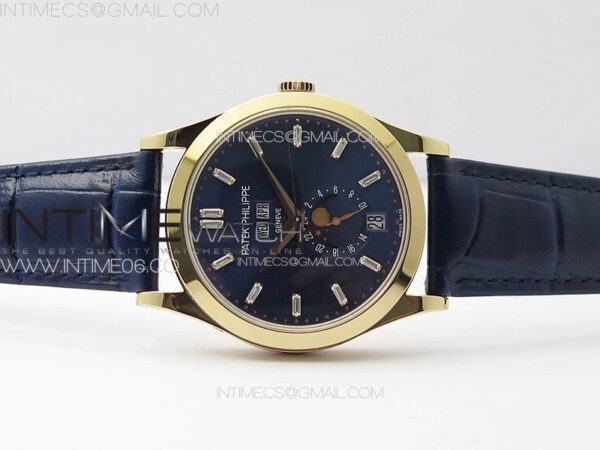 Annual Calendar Moonphase 5396 RG PPF 1:1 Best Edition Blue Dial T Crystal Markers on Blue Leather Strap A324 - Image 3