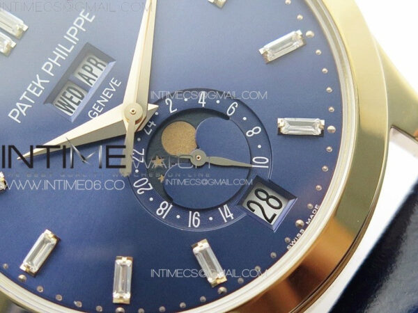 Annual Calendar Moonphase 5396 RG PPF 1:1 Best Edition Blue Dial T Crystal Markers on Blue Leather Strap A324 - Image 5