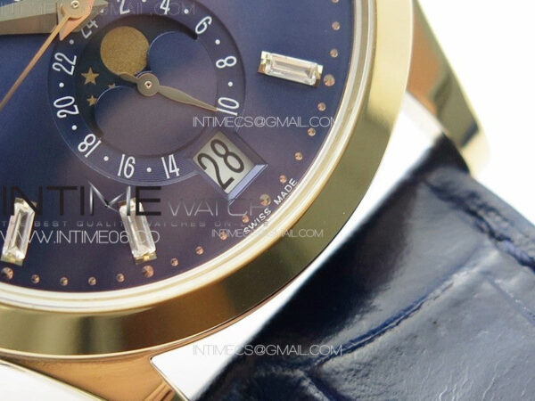Annual Calendar Moonphase 5396 RG PPF 1:1 Best Edition Blue Dial T Crystal Markers on Blue Leather Strap A324 - Image 6
