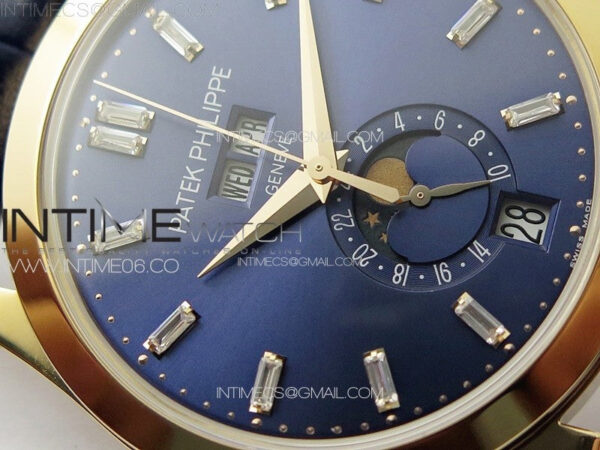 Annual Calendar Moonphase 5396 RG PPF 1:1 Best Edition Blue Dial T Crystal Markers on Blue Leather Strap A324 - Image 7
