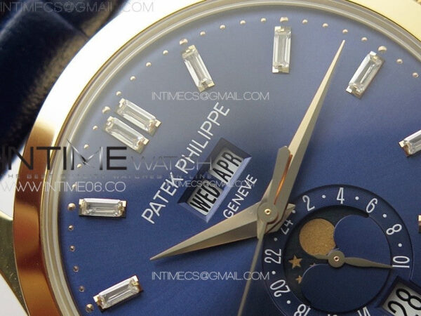 Annual Calendar Moonphase 5396 RG PPF 1:1 Best Edition Blue Dial T Crystal Markers on Blue Leather Strap A324 - Image 8