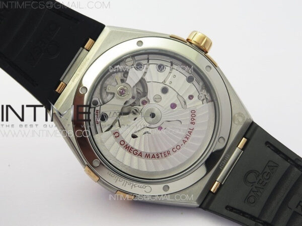 Constellation 41mm YG/Black Ceramic Bezel VSF 1:1 Best Edition Silver Dial on Black Gummy Strap A8900 - Image 20
