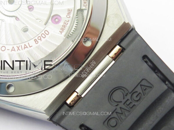 Constellation 41mm YG/Black Ceramic Bezel VSF 1:1 Best Edition Silver Dial on Black Gummy Strap A8900 - Image 21