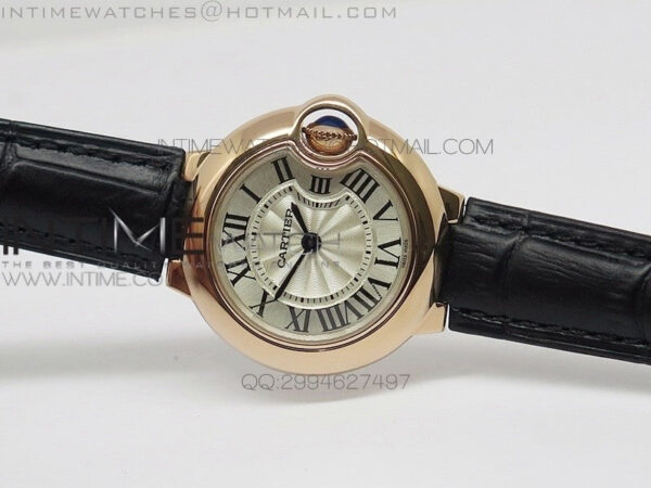 Ballon Bleu 28mm Ladies RG Case White Textured Dial on Brown Leather Ronda Quartz - Image 2
