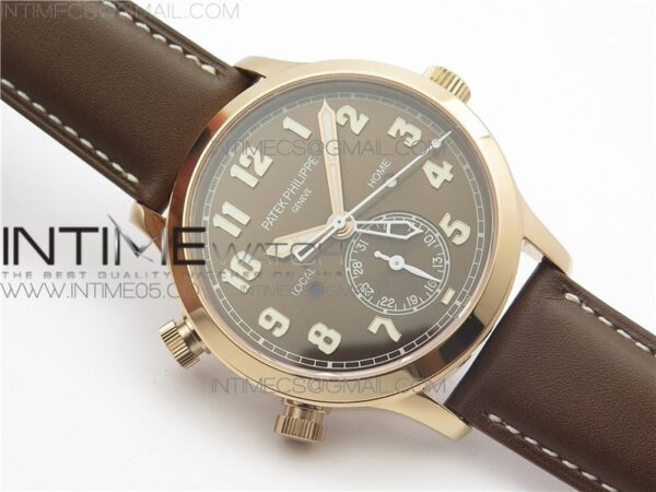 Calatrava 5524 RG Pilot Travel Time GRF Brown Dial on Brown Leather Strap MIYOTA 9015 - Image 2