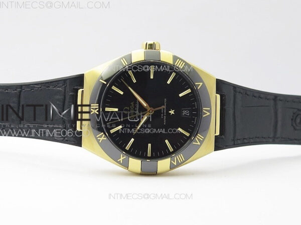 Constellation 41mm YG/Black Ceramic Bezel VSF 1:1 Best Edition Black Dial on Black Gummy Strap A8900 - Image 3